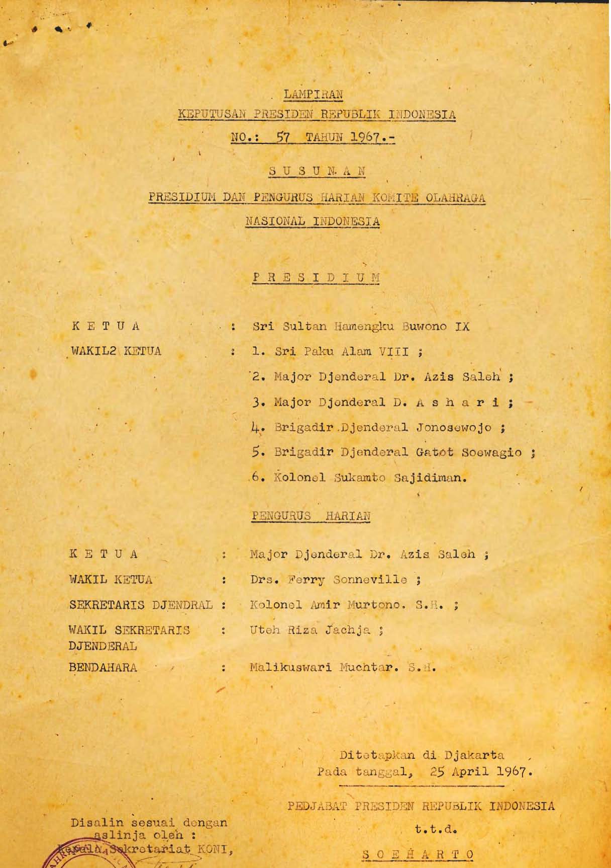 Berkas 98/9 - Keputusan Presiden RI No. 57 Tahun 1967 Tentang Komite ...