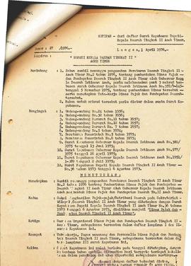 berkas 43/7 - Kutipan Surat Keputusan Bupati Kepala Daerah Tingkat II Aceh Timur tentang pembentu...