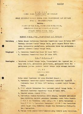 Surat Keputusan Menteri Tenaga Kerja Transmigrasi dan Koperasi No Kep — 116 / MEN / 1977 tentang ...