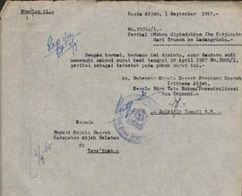 erkas 27/3 - Permohonan pemindahan Ibu Kcta Kecamatan dan Trumon ke Ladang Rimba. 1967 (Konsep)  6