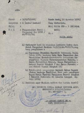 berkas 60.5 - Pengembalian Surat Pengantar No:1739 / Al / VIII / 1976, tentang pengiriman pokok —...