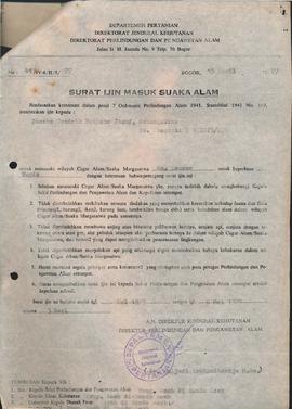 berkas 129.11 - Direktorat Perlindungan dan Pengawasan Alam tentang Surat Izin masuk suaka alam d...
