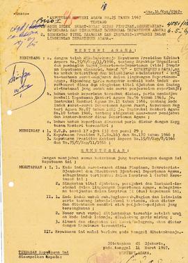 berkas 46/4 - Keputusan Menteri Agama No. 25 tahun 1967 tentang kode indeks suratsurat dinas dili...