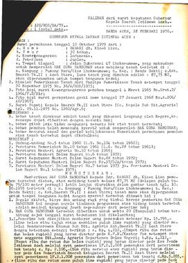 Surat Keputusan Gubemur Kepala daerah isilmewa Aceh (Kode HM/DA/1976) bulan Januari s/d Desember ...