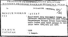 Surat-surat yang rnenyangkut dengan pe!aksanaan kegiatan-kegiatan pada program pengembangan wilay...