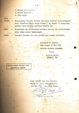 berkas 69.7 - Surat tentang Instruksi Presiden Republik Indonesia No : 9 Tahun 1974 tentang tata ...