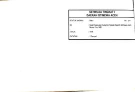 Surat Keputusan Gubemur Kepala Daerah Istimewa Aceh Nomor I s.d 400 (Buku)  1