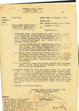 Berita Acara serah terima rehabilitasi gedung SD Inpres No; 3 tahun 1976 di Daerah Tingkat II Sab...