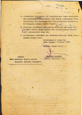 berkas 25/3 - Instruksi Menteri Dalam Negeri No. 5 Tahun 1967 tentang Pembentukan Perwakilan Keca...