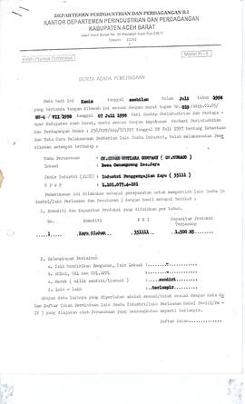 Berita Acara Pemeriksaan tanggal 9 Juli 1998, berdasarkan surat tugas No: 019/Kdpp.01.05/TU-4/VII...