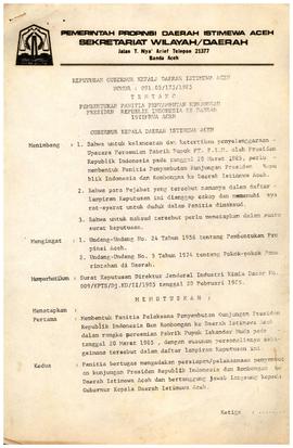 Surat Keputusan Gubernur Kepala Daerah Istimewa Aceh Nomor : 091.05/175/1985 Tentang Pembentukan ...