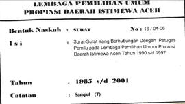 Surat-Surat yang berhubungan dengan petugas Pemilu path Lembaga Perni1ihan Umuni Daerah Istimewa ...