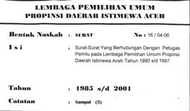 Surat-Surat yang berhubungan dengan petugas Pemilu path Lembaga Perni1ihan Umuni Daerah Istimewa ...