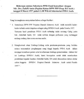 Surat-Surat yang sehubungan dengan pencalonan anggota DPRD hasil Pemilu di Propinsi Daeah Istimew...