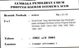 Surat-Surat yang berhubungan dengan keuangan pada Lembaga Pemilihan Umum Propinsi Daerah Istimewa...