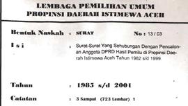 Surat-Surat yang sehubungan dengan pencalonan anggota DPRD hasil Pemilu di Propinsi Daeah Istimew...