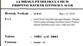 Surat-Surat yang berhubungan dengan petugas Pemilu path Lembaga Perni1ihan Umuni Daerah Istimewa ...