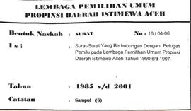 Surat-Surat yang berhubungan dengan petugas Pemilu path Lembaga Perni1ihan Umuni Daerah Istimewa ...