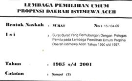 Surat-Surat yang berhubungan dengan petugas Pemilu path Lembaga Perni1ihan Umuni Daerah Istimewa ...