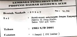 Surat-Surat yang sehubungan dengan pencalonan anggota DPRD hasil Pemilu di Propinsi Daeah Istimew...