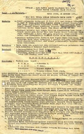 AC08-140 - Surat Keputusan Walikota / KDH Kotamadya Banda Aceh No.19/WK/B/1971 Tanggal 25/10/1971...