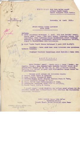 AC01-39/3- 39.132 - Surat putusan Bupati Kepala Daerah Kabupaten Aceh Besar, tanggal 16 April 195...