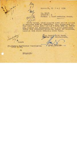 AC02-12/1- 12.3 - Surat A.n Bupati Aceh Besar, Tanggal 17 Mei 1951 No.841/5, Perihal Nama-nama Pe...