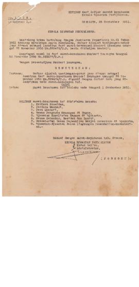 AC01-153/9- 153.6 - Kutipan Surat dari daftar Surat-surat Keputusan Kepala Jawatan Perjalanan 1951 1