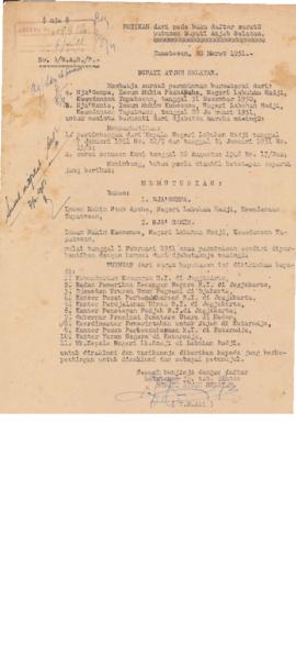 AC01-39/3- 39.69 - Surat Putusan Bupati Aceh Selatan No.3/B.A.S./P.- Tanggal 20 Maret 1951. 1